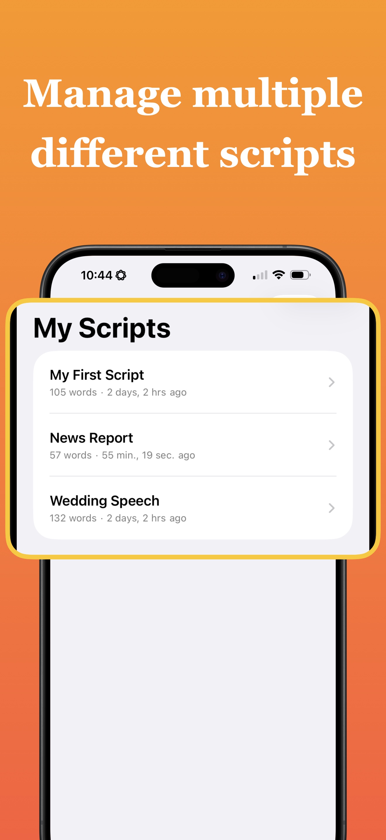 Scripts list